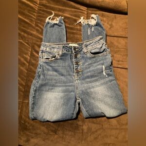 Cello Blue Distressed Ankle Jeans, size 7